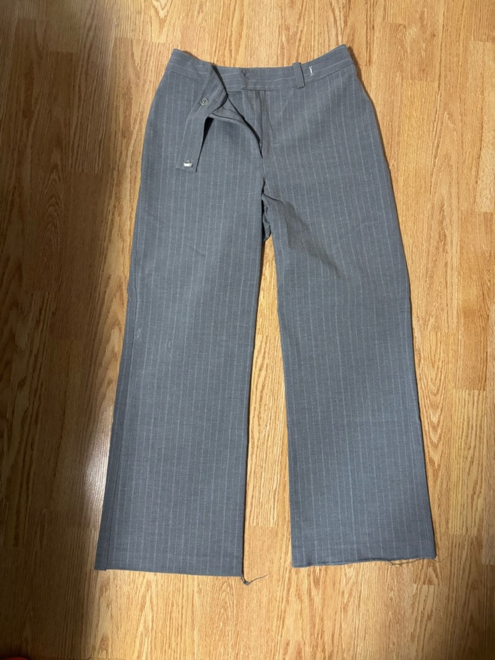 Grey pinstripe dress pants
